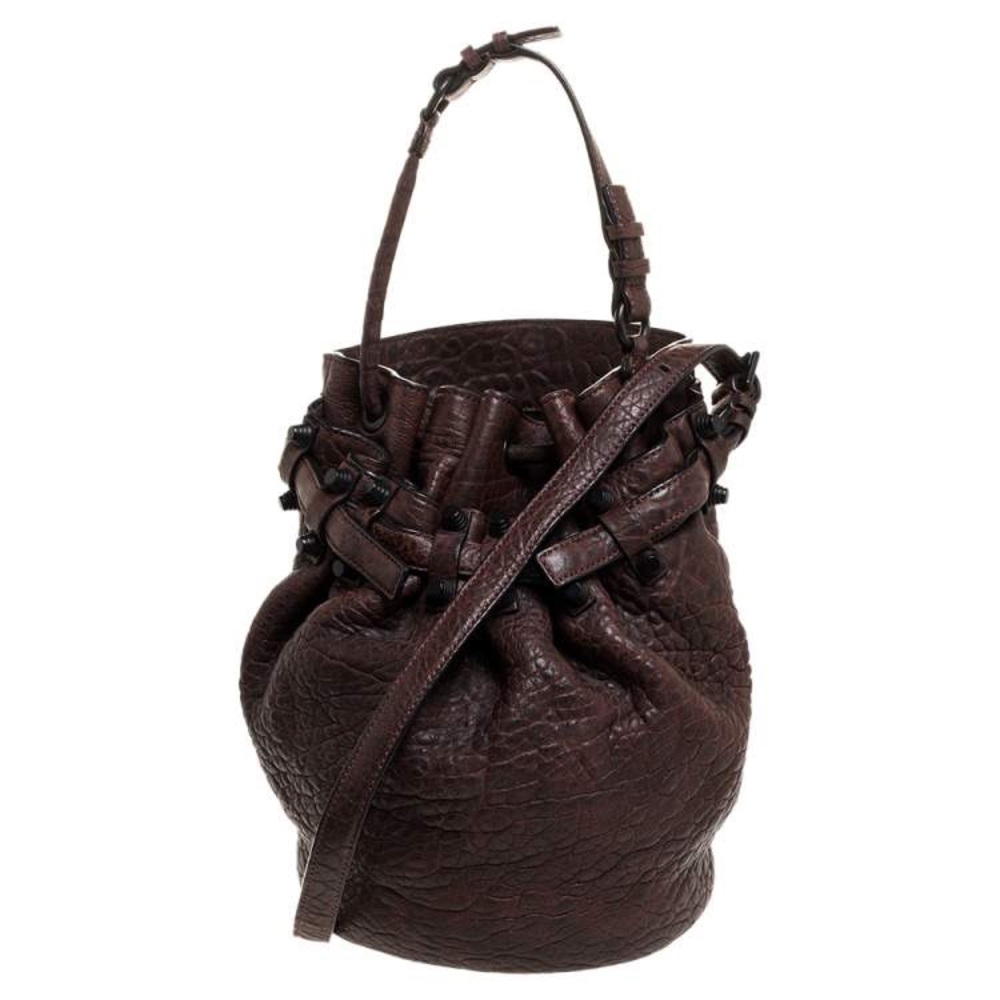 Alexander Wang Diego Bucket Bag Brown Textured Leather Studded